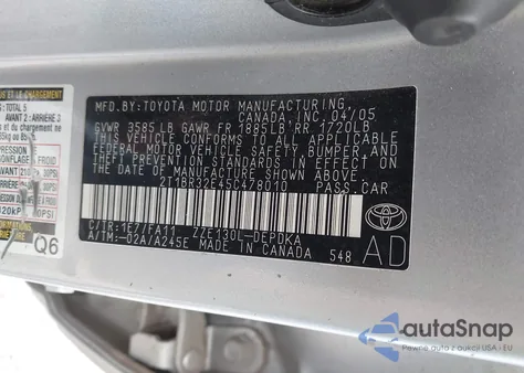 2005 Toyota Corolla Ce из США, поврежденный, VIN 2T1BR32E45C478010